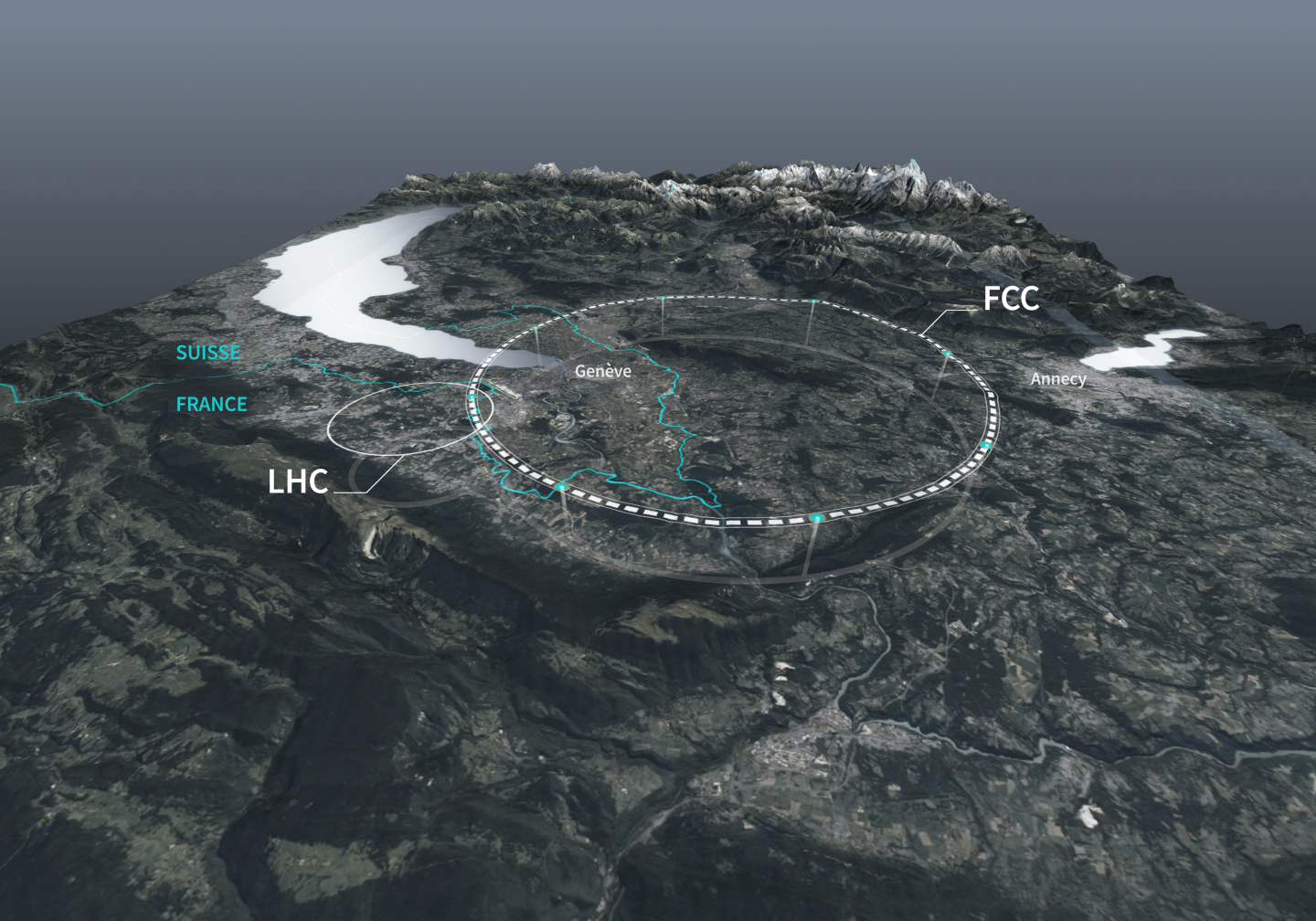 Diagram illustrating a potential placement scenario for the FCC underground tunnel.