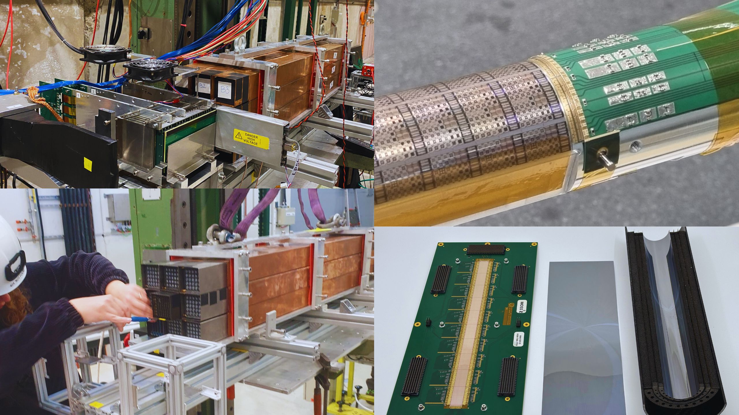 ALICE’s new subdetectors, Forward Calorimeter (left) and components of the Inner Tracking System 3 (right) (Image: ALICE Collaboration)