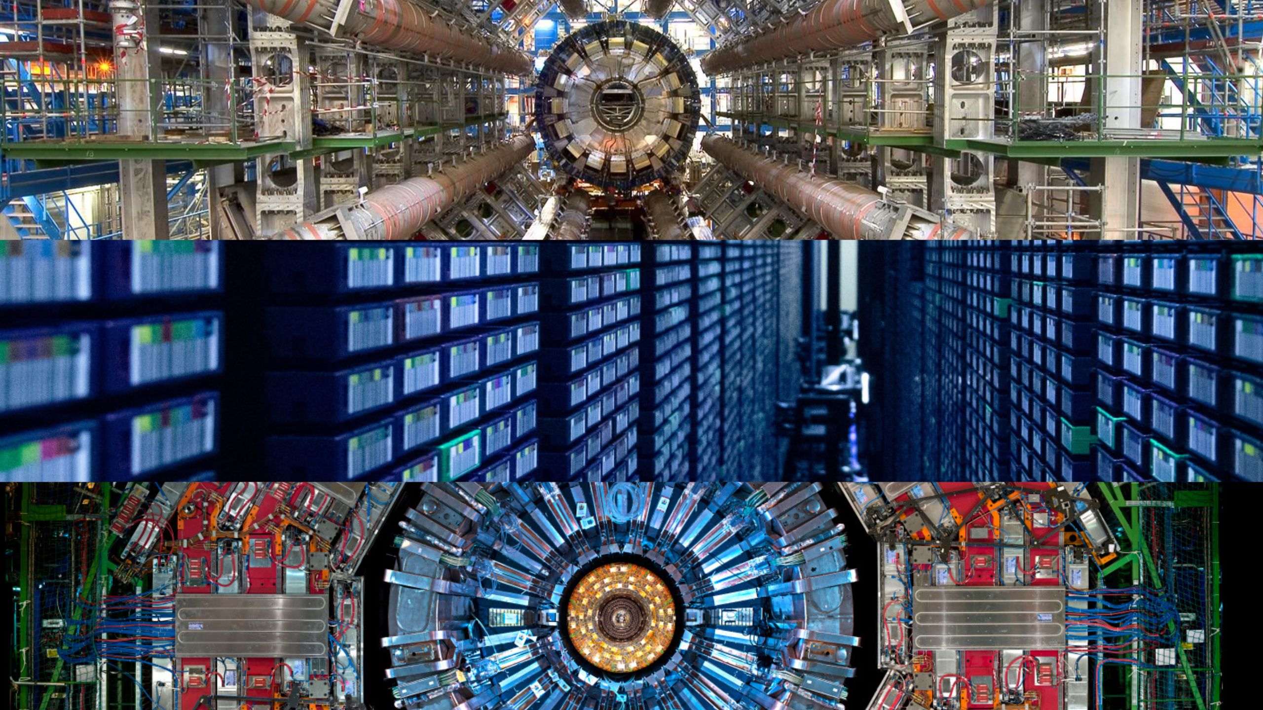 From top to bottom: ATLAS, CERN Data Centre and CMS (Image: CERN)