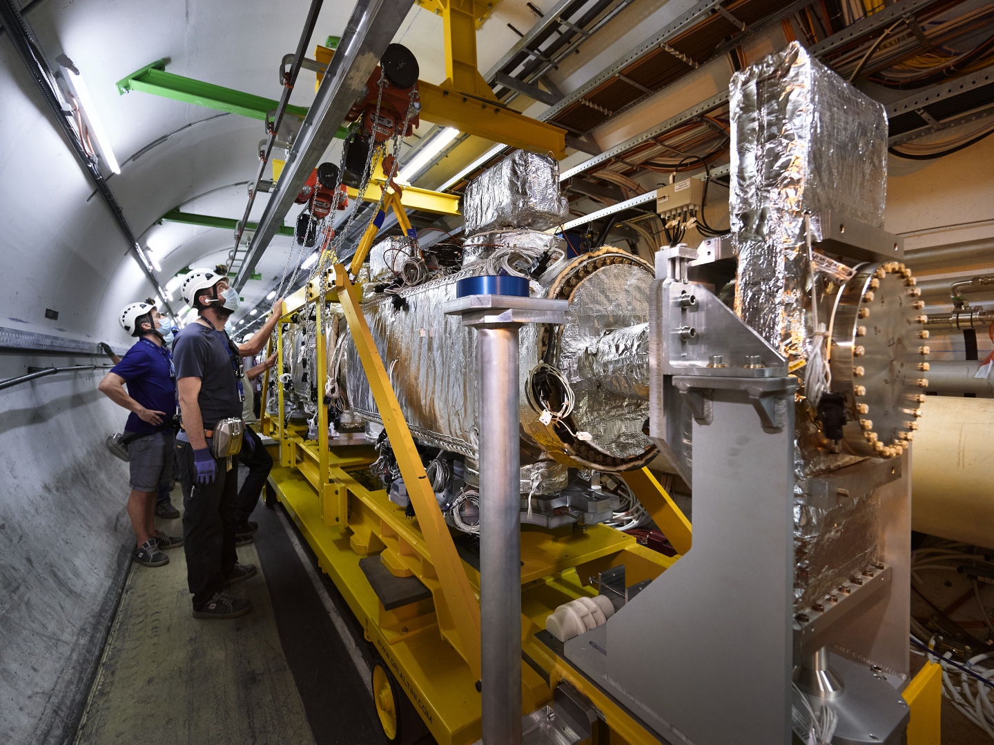 New internal beam absorber being installed