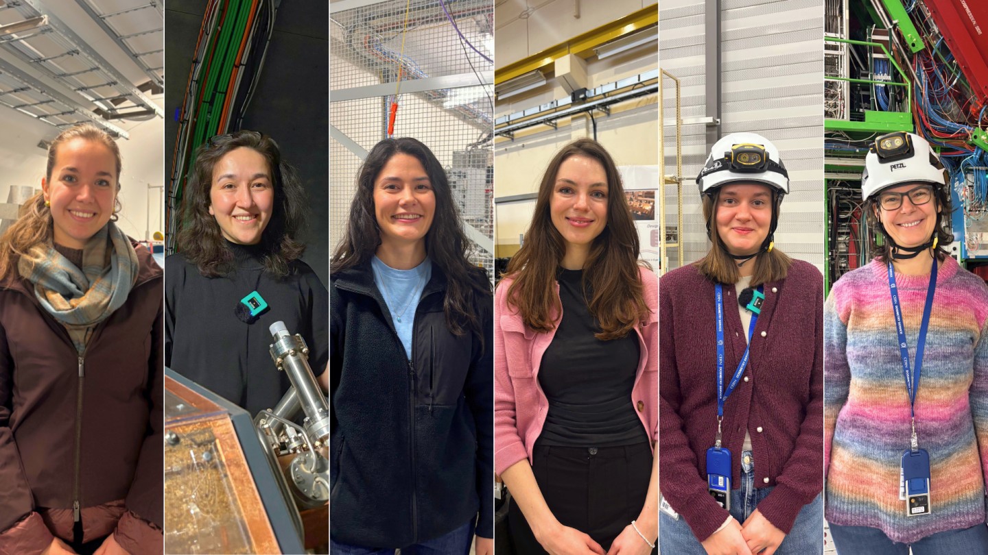 Collage of six females working at CERN
