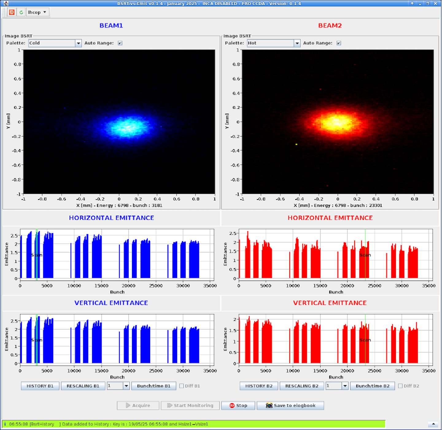 The display of the LHC Beam Synchrotron Radiation Telescope.