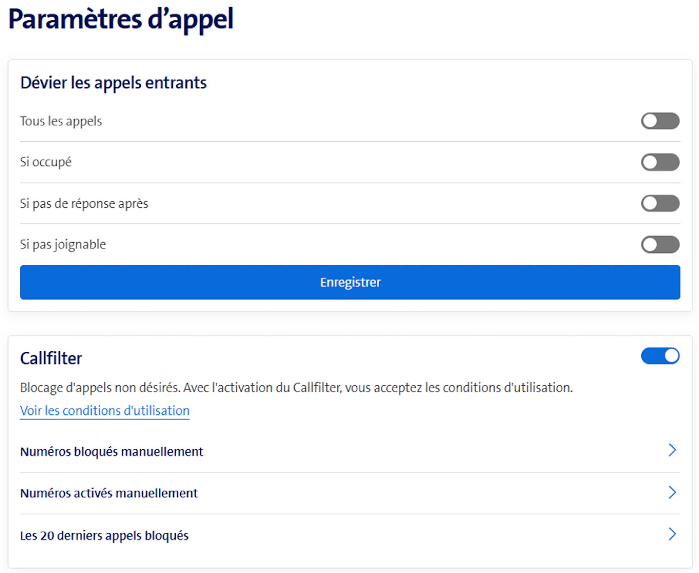 Screenshot spam filter interface