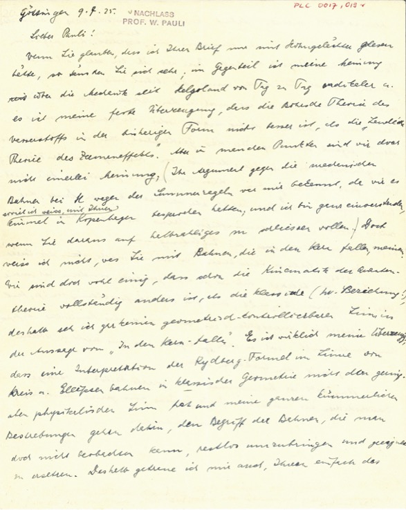 Letter written by hand in German