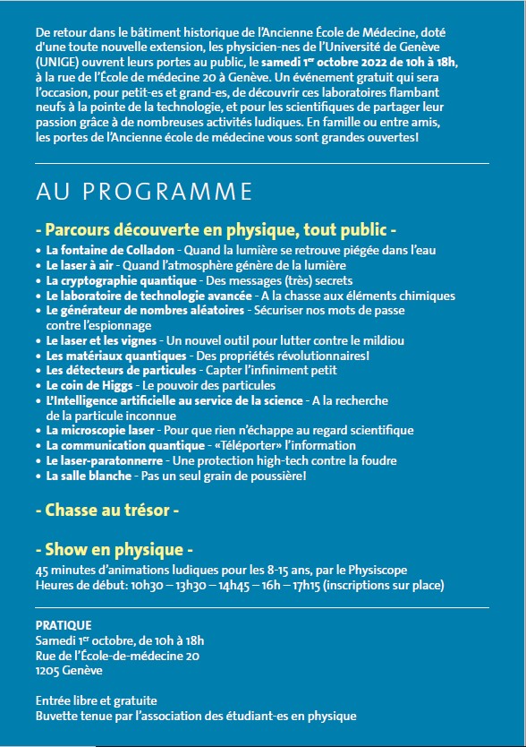 Open house at the University of Geneva