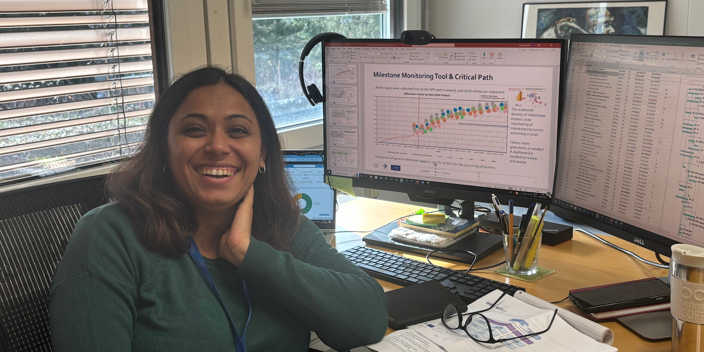 Deepti, a CERN scientist, in front of her computer 