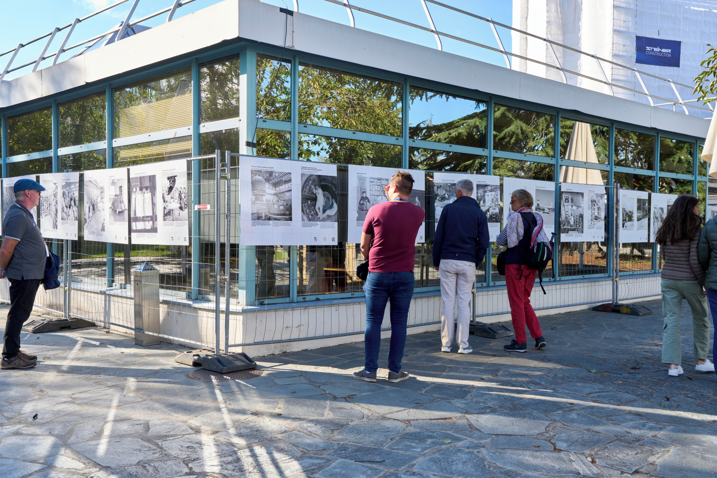 People looking at an exhibition